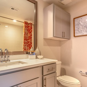 Bathroom bathroom with a large mirror
